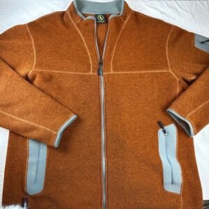 Aigle Polartec Fleece Jacket Full Zip  2XL Burnt Orange Gray Outdoor Pockets